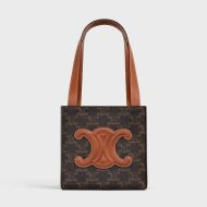 Celine Cube Bag in Triomphe Canvas with Cuir Triomphe Brown