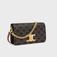 Celine Multipochette Bag in Triomphe Canvas and Calfskin Brown