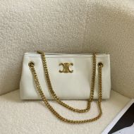 Celine Newspaper Chain Bag in Supple Calfskin with Triomphe White