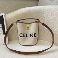 Celine Teen Bucket 16 Bag in Textile with Celine Jacquard Beige
