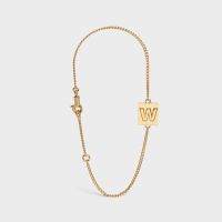 Celine Alphabet Bracelet with Letter W in Brass with Gold Finish Gold