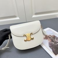 Celine Besace Clea Crossbody in Shiny Calfskin White