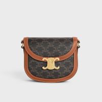 Celine Besace Crossbody Bag in Triomphe Canvas Brown