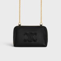 Celine Chain Clutch in Smooth Calfskin with Cuir Triomphe Black