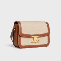 Celine Classique Triomphe Bag in Textile and Calfskin White