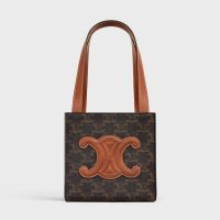 Celine Cube Bag in Triomphe Canvas with Cuir Triomphe Brown