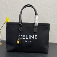 Celine Horizontal Cabas Bag in Canvas with Celine Paris Print Black