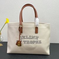 Celine Horizontal Cabas Bag in Canvas with Celine St Tropez Print Beige