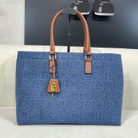 Celine Horizontal Cabas Bag In Denim With Celine Allover Print Blue