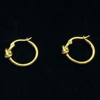 Celine Small Knot Hoop Earrings in Brass Gold