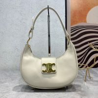 Celine Medium Ava Triomphe Bag in Smooth Calfskin White