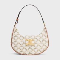 Celine Medium Ava Triomphe Bag in Triomphe Canvas White