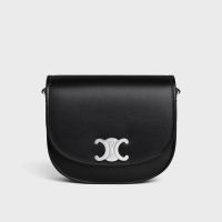 Celine Medium Besace Triomphe Bag in Supple Calfskin Black
