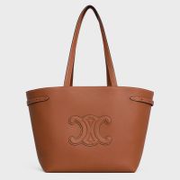 Celine Medium Cabas Anais Bag in Grained Calfskin with Cuir Triomphe Brown