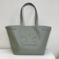Celine Medium Cabas Anais Bag in Grained Calfskin with Cuir Triomphe Light Blue