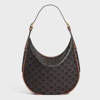 Celine Heloise Bag in Triomphe Canvas and Calfskin Brown