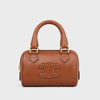 Celine Mini Boston Bag in Smooth Calfskin with Cuir Triomphe Brown