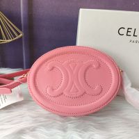 Celine Mini Oval Bag in Smooth Calfskin with Cuir Triomphe Pink