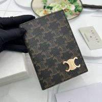 Celine Passport Cover In Triomphe Canvas with Triomphe Brown
