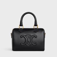 Celine Small Boston Bag in Smooth Calfskin with Cuir Triomphe Black