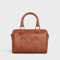 Celine Small Boston Bag in Smooth Calfskin with Cuir Triomphe Brown