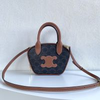 Celine Mini Bowling Bag in Triomphe Canvas with Cuir Triomphe Brown