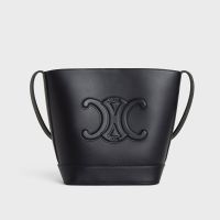 Celine Small Bucket Bag in Smooth Calfskin with Cuir Triomphe Black