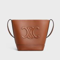 Celine Small Bucket Bag in Smooth Calfskin with Cuir Triomphe Brown