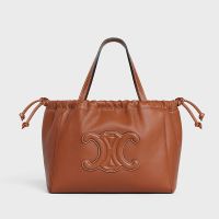 Celine Small Cabas Drawstring Bag in Smooth Calfskin with Cuir Triomphe Brown