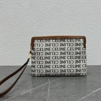 Celine Small Strap Pouch in Textile with Celine Allover Print Grey
