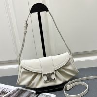 Celine Teen Pollly Bag in Grained Calfskin White