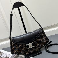 Celine Teen Pollly Bag in Triomphe Nylon Black