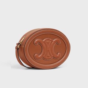 Celine Small Oval Bag in Smooth Calfskin with Cuir Triomphe Brown